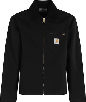 Carhartt Work in Progress Zwarte Grafische Jas met Geribbelde Kraag - Heren - Zomerjassen - Zwart - S - Katoen - Jassen