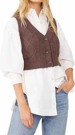 Free People Denson Cable Vest In Black Raisin