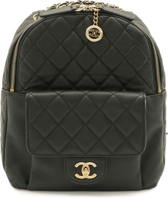 Chanel Matelasse Black Grained Calfskin Backpack (Pre-Owned)