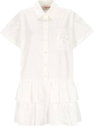 Fiorucci Blousejurk met ruches en engeldetail - Wit