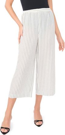 Vince Camuto Stripe Pull-On Ankle Wide Leg Pants in Ultra White at Nordstrom, Size Xx-Large