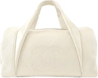 Chanel White Leather Boston Bag (Pre-Owned)