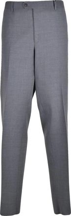 Uomolebole Grey Wool-Blend Zip Formal Pants