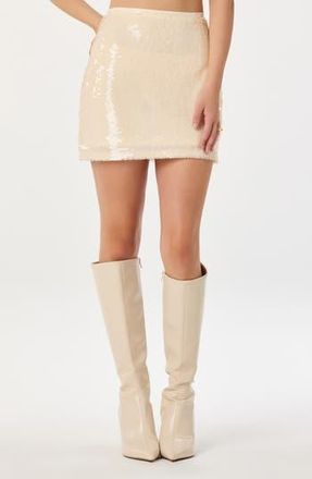 ASTR the Label Sequin Miniskirt in Cream at Nordstrom Rack, Size Large