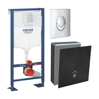 GROHE Juego De Marco De Soporte Grohe Solido Con Moldura Wedi I-board, Cromado, Con Revestimiento De Carbono Negro