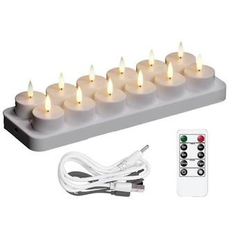 OEM Velas Led Recargables Con Calefacci&oacute;n, Paquete De 12 Unidades, Crean Un Ambiente C&aacute;lido, Ideales Para La Decoraci&oacute;n Del Hogar Y Para Usar En D&iacute;as Fest