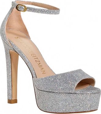Stuart Weitzman Womens Disco Crystal Platform Sandals In Silver