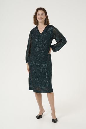 Kaffe Jersey jurk A-shape Dark Green Sequin dark green
