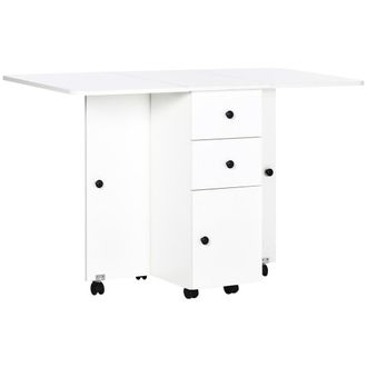 HOMCOM Mesa plegable cocina 120x60x76.5 cm blanco