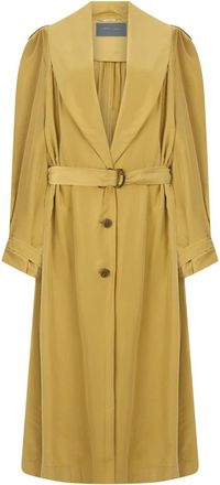 Alberta Ferretti Elegant Jas met Verstelbare Riem - Dames - Jas met riem - Beige - XL - Leer - Jassen