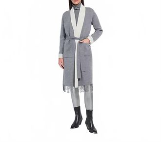 Lyss&eacute; Juliette Fringed Sweater Coat In Grey Melange