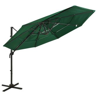 Berkfield Home 4-Tier Parasol with Aluminium Pole Green 3x3 m