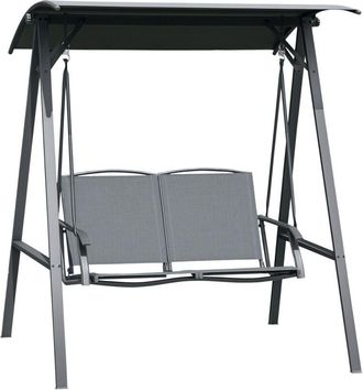 OUTSUNNY 2 Seater Garden Swing Chair Swing Bench w/ Adjustable Canopy Dark Grey