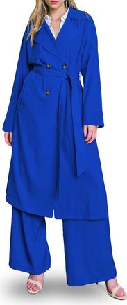Flying Tomato Tie Waist Trench Coat in Blue at Nordstrom Rack, Size Medium