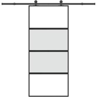 vidaXL Puerta Corredera Set Herrajes Vidrio Templado Aluminio 90x205cm