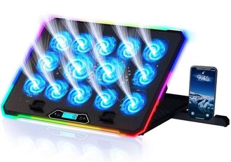 OEM 1 Support Ventil&eacute;, 14 Ventilateurs, &Eacute;cran Lcd, 10 Effets Rgb, Compatible 11 &Agrave; 17 Pouces