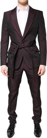 Dolce & Gabbana Maroon Single Breasted Formal 2 Piece Mens Suit