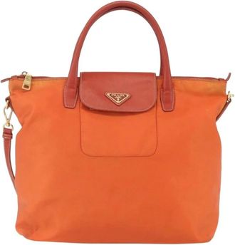 Prada Pre-owned Tote Bags, female, Orange, Size: ONE SIZE Pre-owned Vintage Nylon Tote Bag