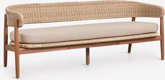 Sklum Sof&aacute; De Jard&iacute;n De 3 Plazas En Madera De Acacia Y Rat&aacute;n Sint&eacute;tico Ribeira Sklum