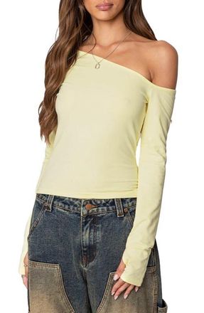 Edikted Swam One-Shoulder Top in Yellow at Nordstrom, Size X-Small