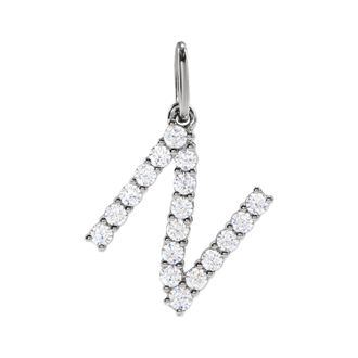 Diamond2Deal 14k Gold 1/4ct Lab-Grown Diamond Initial N Pendant
