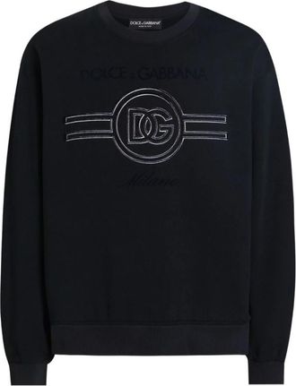 Dolce & Gabbana Trui van zijdemix - Heren - Sweatshirts - Zwart - 2XL - Polyester - Hoodies & sweatvesten