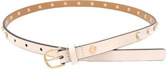 Kate Spade New York Faux Pearl Halo Stud Leather Belt in Cream at Nordstrom, Size X-Large