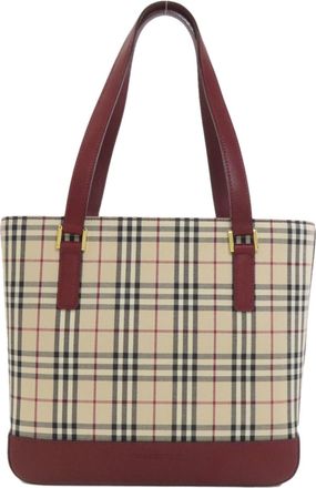 Burberry Beige Bordeaux Canvas Tote Bag (Pre-Owned)