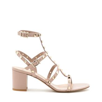 Valentino Garavani High Heel Sandals, female, Pink, Size: 8 1/2 US Rockstud Sandals with Block Heel