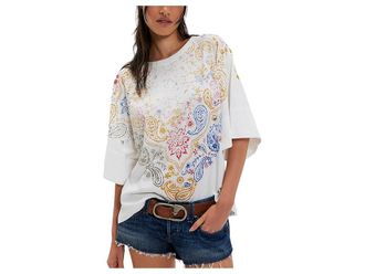 Free People Heirloom Printed T-Shirts Womens Clothing Ivory Combo : LG (Womens 12-14), Cotton
