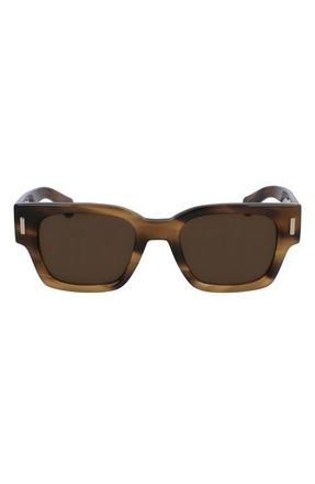 Ferragamo Rivets 52mm Square Sunglasses in Striped Khaki at Nordstrom