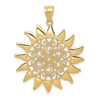 Diamond2Deal 14k Yellow Gold Filigree Sun Pendant