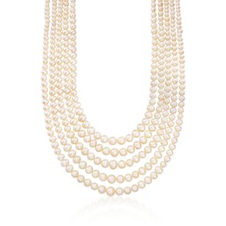 Ross-Simons 4-8.5mm Cultured Pearl 5-Strand Layered Necklace With Sterling Silver