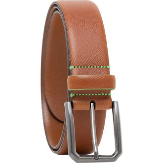 M Made in Italy Saffiano Leather Belt in Cognac at Nordstrom Rack, Size 34