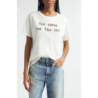 R13 Too Sober Cotton & Cashmere Graphic T-Shirt in Ecru White at Nordstrom, Size X-Large