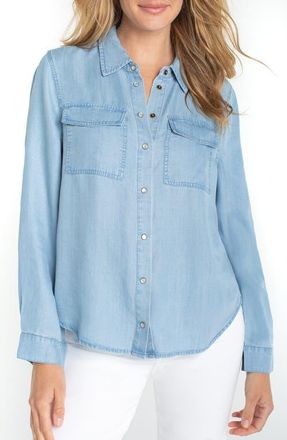 Liverpool L.A. Pocket Denim Shirt in Malibu Light at Nordstrom, Size X-Small P