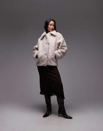 & Other Stories Giacca midi in pelliccia sintetica misto lana beige-Neutro