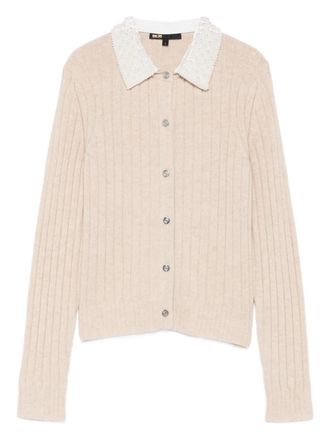 Maje Vest met kralenkraag - Beige