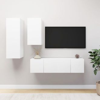 vidaXL Set De Muebles De Sal&oacute;n Tv 4 Piezas Madera De Ingenier&iacute;a Blanco Vidaxl