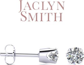 Jaclyn Smith 1/2 Carat Round Moissanite Stud Earrings in White Gold