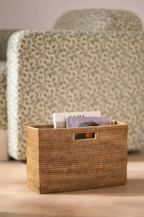 Anthropologie Rattan Slim Magazine Holder
