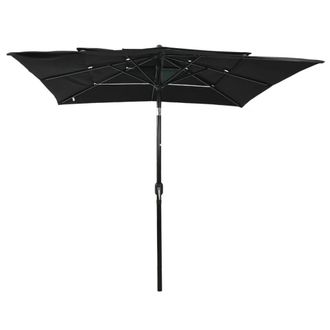 Berkfield Home 3-Tier Parasol with Aluminium Pole Black 2.5x2.5 m