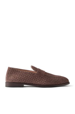 Brunello Cucinelli Woven Suede Penny Loafers