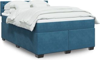 vidaXL Cama Box Spring Con Colch&oacute;n Terciopelo Azul Oscuro 140x200 Cm Vidaxl