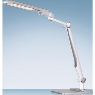 Styro L&aacute;mpara De Escritorio Led Multiflex Abs.eisen.ps Blanco / Plata H.600mm Con Pie + Abrazadera