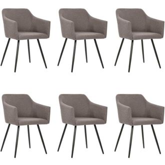 vidaXL Sillas De Comedor 6 Unidades De Tela Gris Taupe Vidaxl
