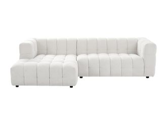 VENTE-UNIQUE.COM Sof&aacute; rinconera poli&eacute;ster 4 plazas blanco 260x158cm