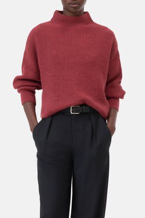 Closed Alpaca Mix Jumper Top In Cherry Red