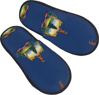 Generic Fluffy Fluffy Slipper Vermont State Flag print Mens Slipper Plush Womens Slippers for Bedroom Hotels Family M