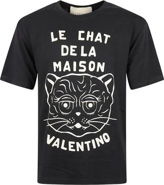 Valentino Garavani Chat De La Maison-print cotton T-shirt - Black